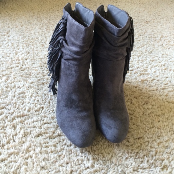 Grey Tassel Booties