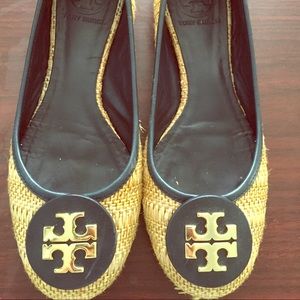 Bamboo-navy blue Tory Burch ballet flats