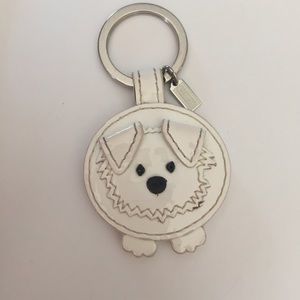 Coach Patent Leather and Mink Dog Keychain