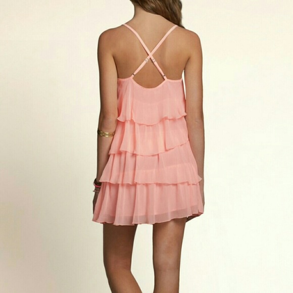 Hollister Ruffle Mini Dress in Coral