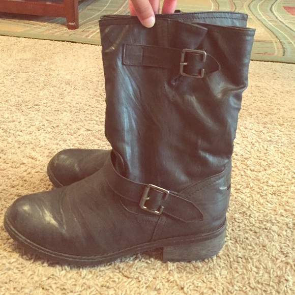 Faux leather biker boots!