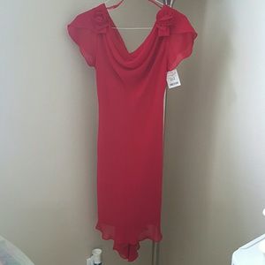 NWT. Beautiful ruby red chiffon dress. Size 12p.