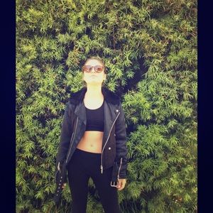 Black Satin look Bomber Jacket with faux fur