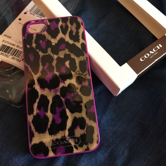 Coach Accessories - Coach Leopard Violet Multi IPhone 5 Case