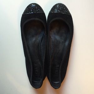 J.Crew black glitter ballet flats