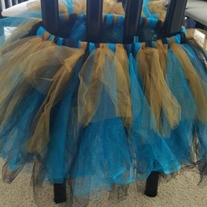 Handmade teal, black, navy blue and gold tutu.