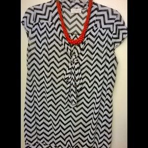 Trendy, stylish chevron blouse w/ tie front