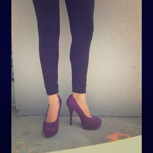 Purple Suede looking Platform Pumps