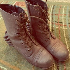 Betsey Johnson Ruffle Combat Boots