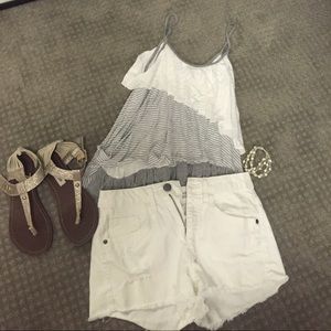 Grey and White Patterned Top