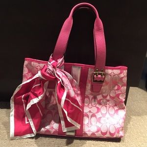 Pink Coach purse with scarf