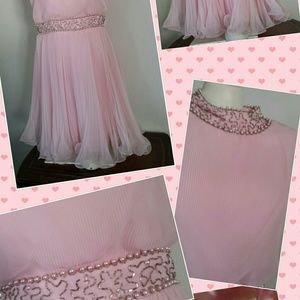 Vtg 50's Miss Elliette Pink Pleated Party Dress