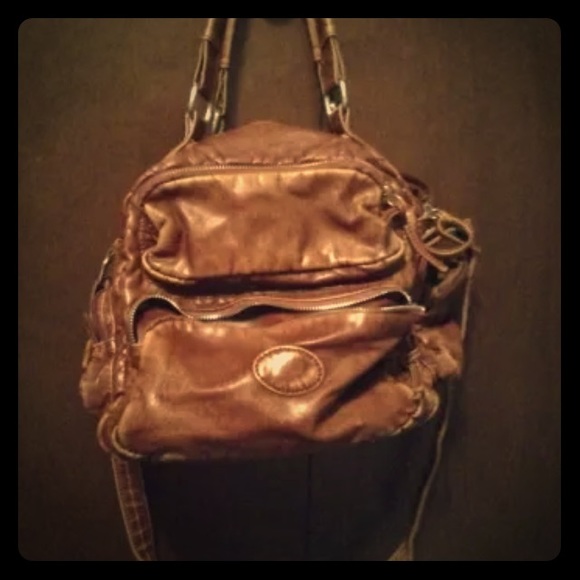 Brown cross body bag dual with hand held bag