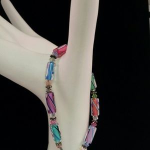 Swarovski crystal and glass bead sterling bracelet