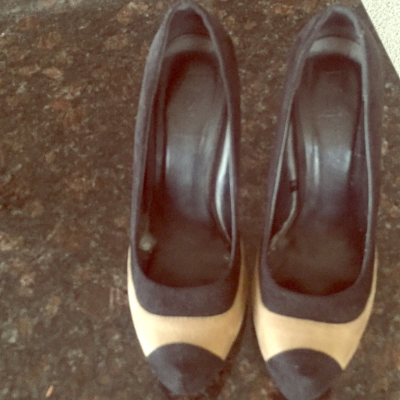 Brown and black heels