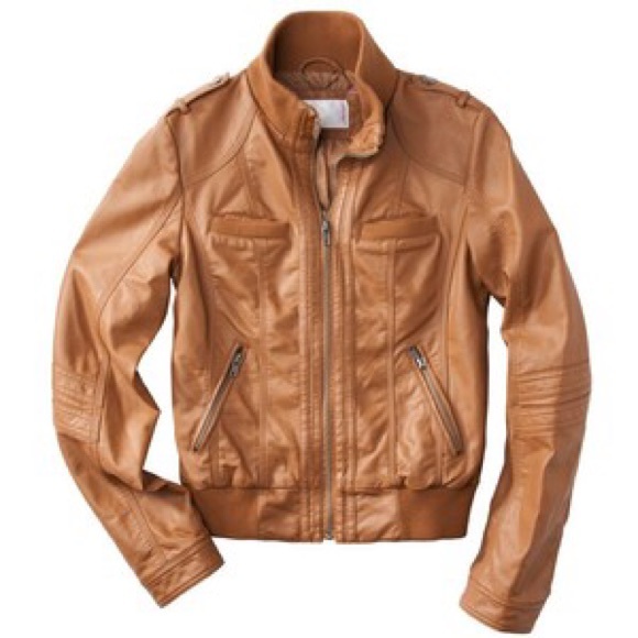 Faux leather tan jacket