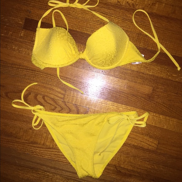 Yellow crochet bathing suit