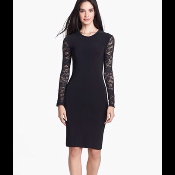 Kamali Kulture Dresses & Skirts - Black lace sleeve dress subtly sexy