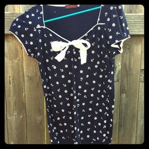 ✨LAST CHANCE✨ Rockabilly Nautical Anchor Bow Shirt
