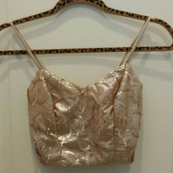 Charlotte Russe. Crop Bustier Sequined Top