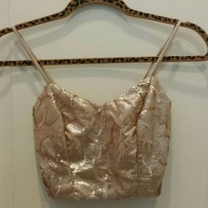 Charlotte Russe. Crop Bustier Sequined Top