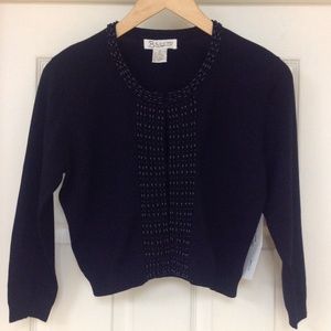 3 Q Sleeve Pearl beaded Crop Cardigan