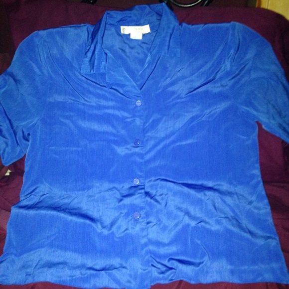 VNTG💙Blue💙80's CLASSIC BLOUSE - Picture 2 of 3