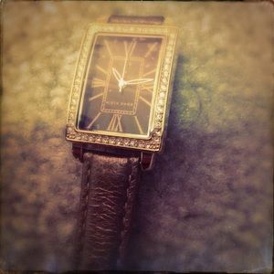 Anne Klein gold accented watch. Leather band.