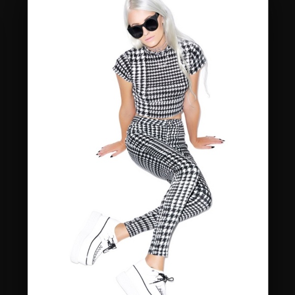 Motel Rocks Hounds Tooth high waisted trousers.
