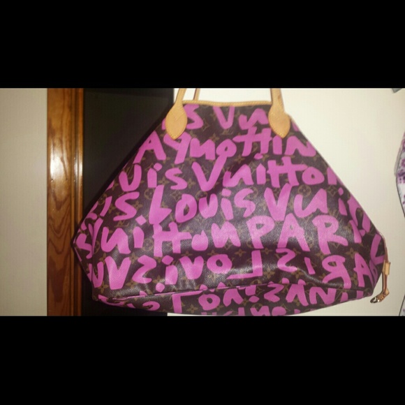 LOUIS VUITTON PINK GRAFFITI HANDBAG TOTE