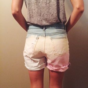 High waisted dyed jean shorts