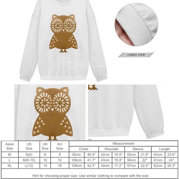 BOGO Sale White Owl Sweater - Picture 3 of 4