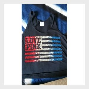 VS Pink Patriotic Crop Tank