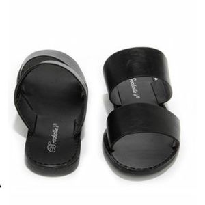 On a Day Trip Black Slide Sandals