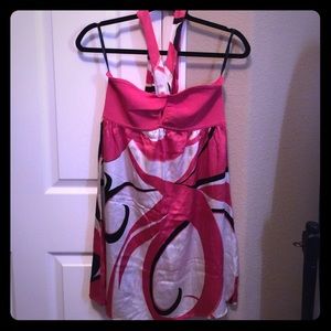 **Silk halter BEBE dress- pink/white/black!**