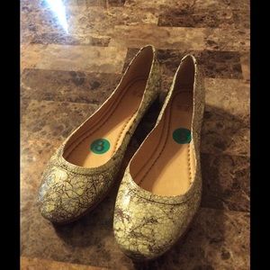 Frye Silver Metallic Ivory Ballet Flats