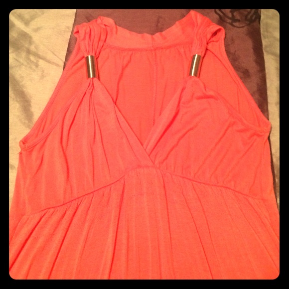 Coral colored maxi dress