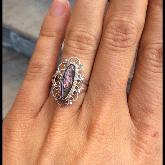 🚫SOLD Vintage 70's sterling silver abalone ring - Picture 2 of 3