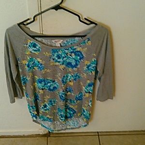 Grey flower print shirt