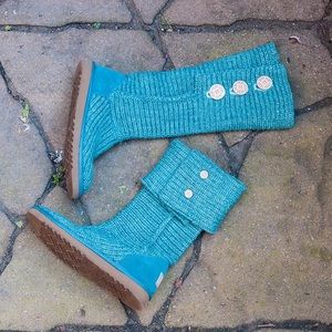 Mint Colored Knit UGG Boots