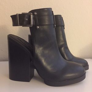 Cutout Faux Leather Booties