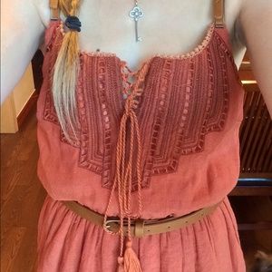 Rust HiLow Country Dress w/ Tassels