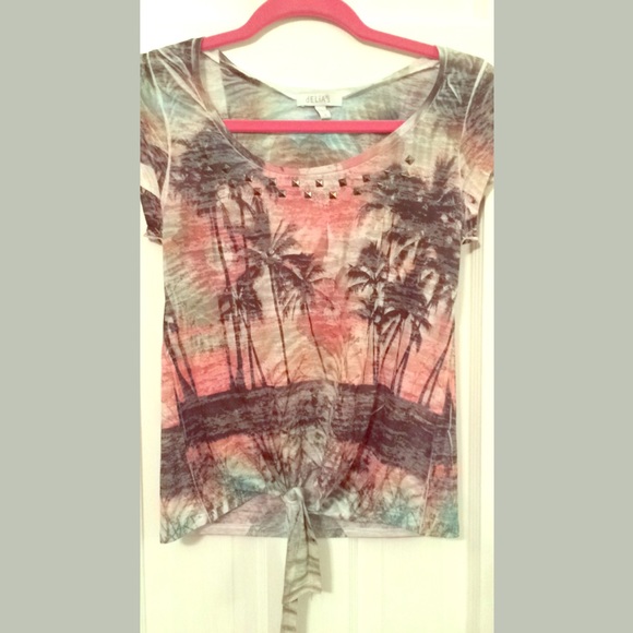 Palm trees and sunset crop top