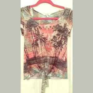 Palm trees and sunset crop top