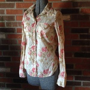 Western styles rose print blouse