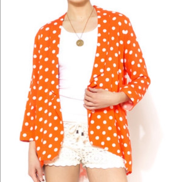 Mink Pink Polka Dot Orange Blazer