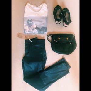 Madewell Coated Black Moto Jean with Knee Detail