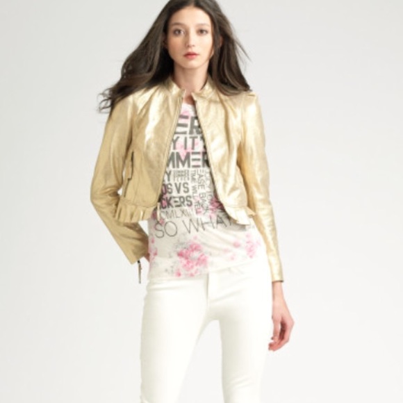Juicy couture gold leather jacket