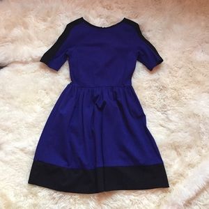 AQUA Black and Blue Color Block Dress