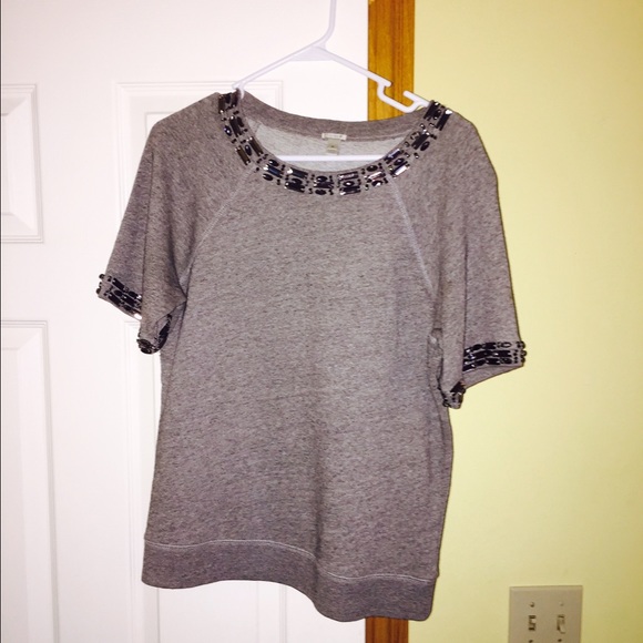 J Crew beaded sweatshirt top.